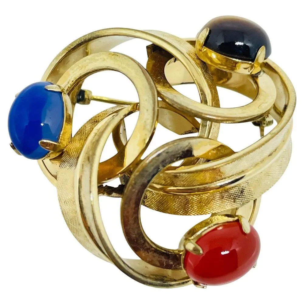 Vintage 1/20 12k gold filled gemstone designer brooch